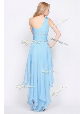 Cheap One Shoulder High Low Prom Dresses with Beading