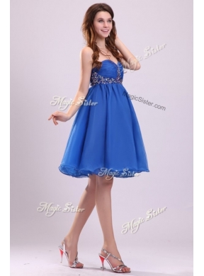 Cheap  Short Sweetheart Beading Prom Dress in Blue