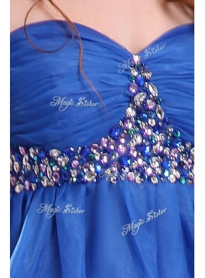 Cheap  Short Sweetheart Beading Prom Dress in Blue