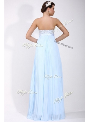 Cheap Strapless Beading Long Prom Dress in Light Blue