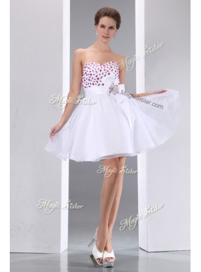 Cheap Sweetheart White Short Prom Dresses with Beading