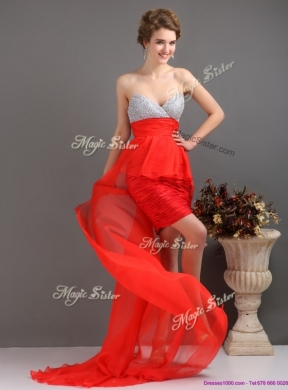 Cheap Column High Low Prom Dresses with Beading