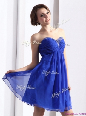 Cheap Sweetheart Beading Short Prom Dresses in Blue