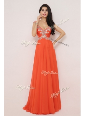 The Brand New Style Brush Train Discount Evening Dresses with High Slit and Beading