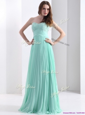 2016 Empire Beading and Sequins Apple Green Discount Evening Dresses with Brush Train
