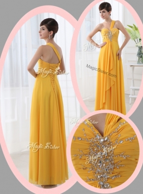 Beautiful Empire One Shoulder Beading Orange Designer Prom Dresses for Holiday