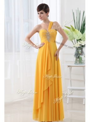 Beautiful Empire One Shoulder Beading Orange Designer Prom Dresses for Holiday