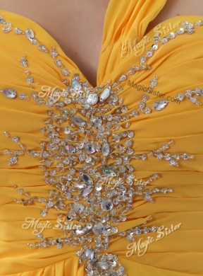 Beautiful Empire One Shoulder Beading Orange Designer Prom Dresses for Holiday