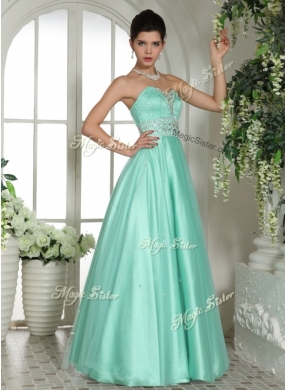 Elegant A Line Sweetheart Beading Designer Prom Dresses in Apple Green