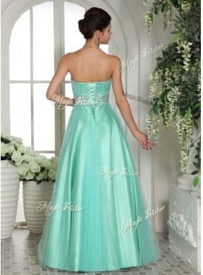 Elegant A Line Sweetheart Beading Designer Prom Dresses in Apple Green