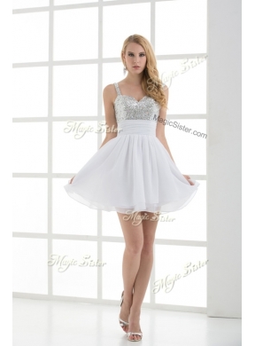 Fashionable Straps Sequins Short Designer Prom Dress for Graduation