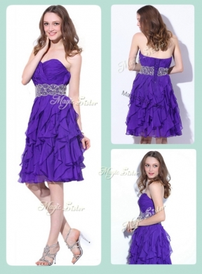 Fashionable Sweetheart Knee Length Prom Dresses with Ruffles