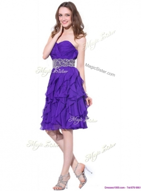 Fashionable Sweetheart Knee Length Prom Dresses with Ruffles