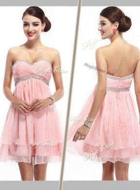 Lovely Sweetheart Short Prom Dress with Beading and Ruching For 2016