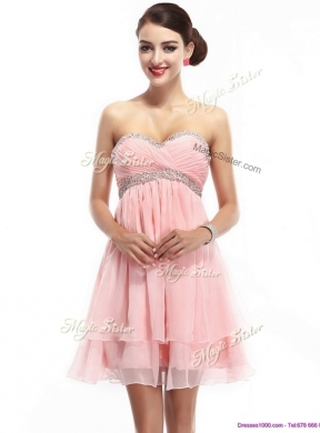 Lovely Sweetheart Short Prom Dress with Beading and Ruching For 2016