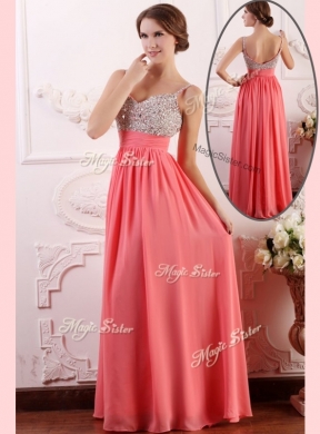 Most Popular Empire Straps Watermelon Prom Dress for Celebrity