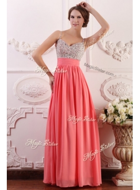 Most Popular Empire Straps Watermelon Prom Dress for Celebrity