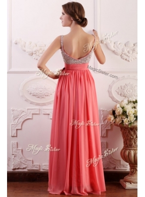 Most Popular Empire Straps Watermelon Prom Dress for Celebrity