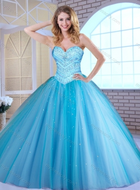 Most Popular Ball Gown Baby Blue Quinceanera Dresses with Beading