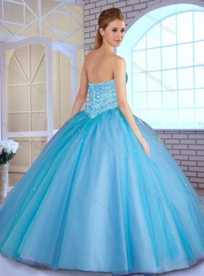 Most Popular Ball Gown Baby Blue Quinceanera Dresses with Beading