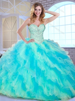 Pretty Ball Gown Multi Color Quinceanera Dresses with Beading and Ruffle