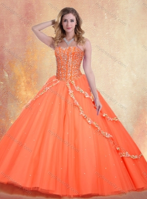 Romantic Sweetheart Brush Train Quinceanera Dresses with Beading