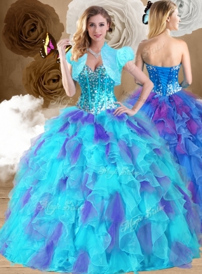 Sweet Ball Gown Sweetheart Ruffles Sweet 16 Dresses in Multi Color