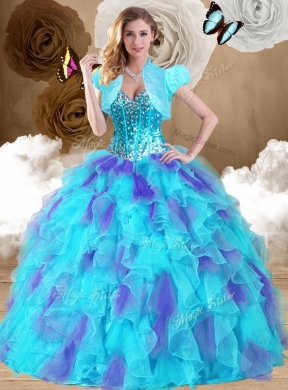 Sweet Ball Gown Sweetheart Ruffles Sweet 16 Dresses in Multi Color