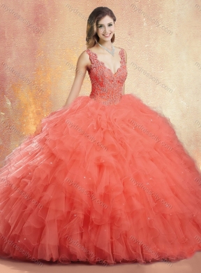 New Arrivals V Neck Quinceanera Dresses with Ruffles and Appliques