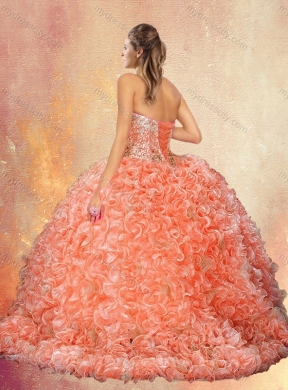 Perfect Brush Train Quinceanera Dresses with Beading and Ruffles