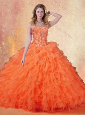 Classical Sweetheart Ruffles Quinceanera Dresses in Orange Red