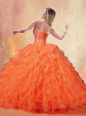 Classical Sweetheart Ruffles Quinceanera Dresses in Orange Red