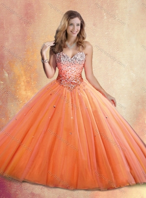 Customized Sweetheart Orange Red Quinceanera Dresses with Beading