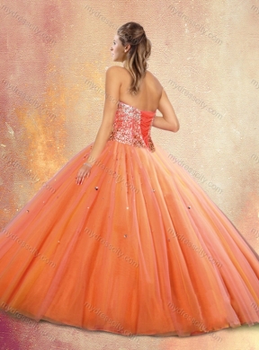 Customized Sweetheart Orange Red Quinceanera Dresses with Beading