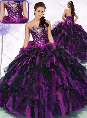 Gorgeous Sweetheart Multi Color Quinceanera Dresses with Ruffles and Sequins