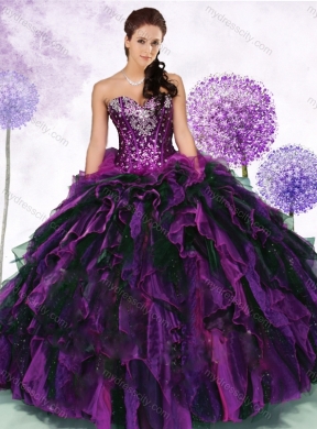 Gorgeous Sweetheart Multi Color Quinceanera Dresses with Ruffles and Sequins