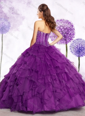 Latest Ball Gown Purple Quinceanera Dresses with Beading and Ruffles