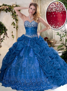 Luxurious Brush Train Quinceanera Dresses with Pick Ups and Embroidery