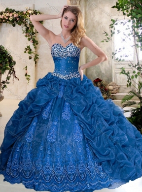 Luxurious Brush Train Quinceanera Dresses with Pick Ups and Embroidery