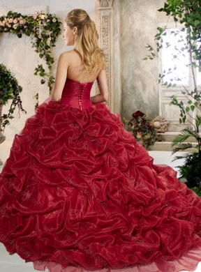 Luxurious Brush Train Quinceanera Dresses with Pick Ups and Embroidery