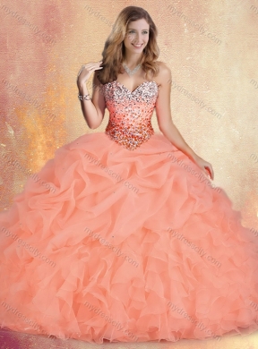 Popular Brush Train Quinceanera Dresses with Ruffles and Bubles