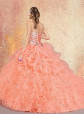 Popular Brush Train Quinceanera Dresses with Ruffles and Bubles