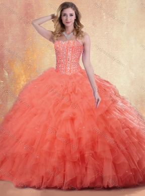 Pretty Ball Gown Orange Red Quinceanera Dresses with Ruffles