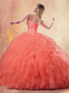 Pretty Ball Gown Orange Red Quinceanera Dresses with Ruffles