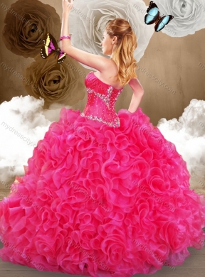 Pretty Hot Pink Sweetheart Quinceanera Dresses with Ruffles