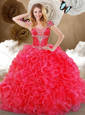 Pretty Hot Pink Sweetheart Quinceanera Dresses with Ruffles