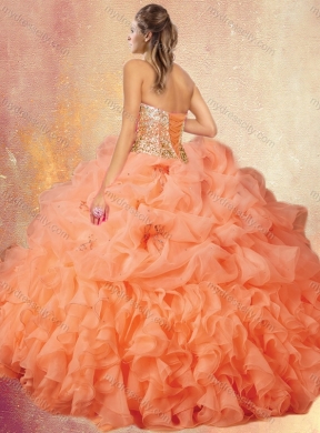 Customized Brush Train Quinceanera Dresses with Ruffles and Pick Ups