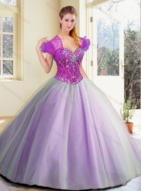 Discount Floor Length Lavender Sweet 16 Dresses with Beading