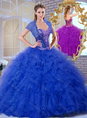 Discount Sweetheart Blue Quinceanera Dresses with Ruffles and Appliques