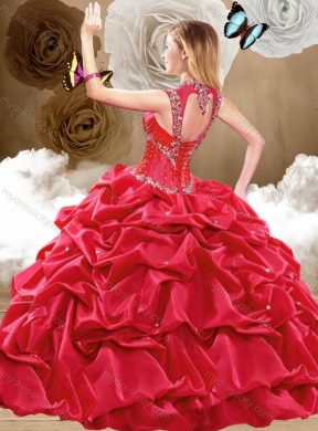 Lovely Beading and Pick Ups Quinceanera Dresses with Brush Train